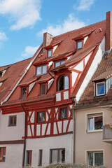 A house with a tiled roof in the historical center of Nuremberg, Germany