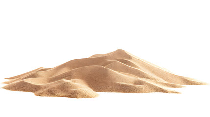 Desert sand pile, dune isolated on white background