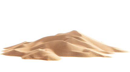 Desert sand pile, dune isolated on white background