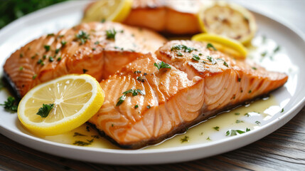 Baked salmon pieces
