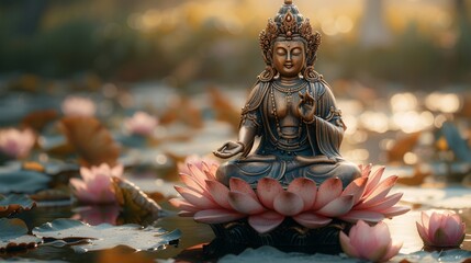 Buddha in the Flower Garden: A Serene and Spiritual Experience Generative AI