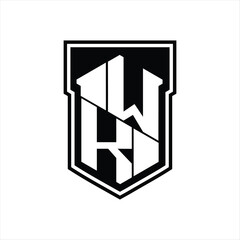 WK Logo monogram hexagon geometric up and down inside shield isolated style design template