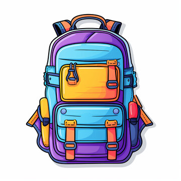 school backpack, bright sticker on a white background