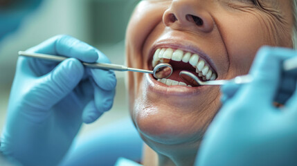 Woman Getting Teeth Brushed by Dentist
