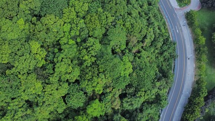 Drone shot of beautiful environment, bird's eye view of clean nature urban area