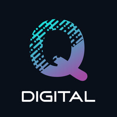 Technology letter logo design template illustration. This is good for technology, science, computer etc. this is q letter 