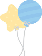 Cute pastel balloon doodle illustration. Baby and kids party decoration.