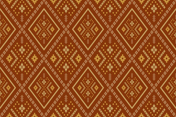 Nature vintages cross stitch traditional ethnic pattern paisley flower Ikat background abstract Aztec African Indonesian Indian seamless pattern for fabric print cloth dress carpet curtains and sarong