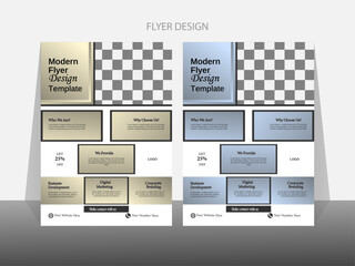 A4-sized flyer design template with photo backdrop area and vector illustration