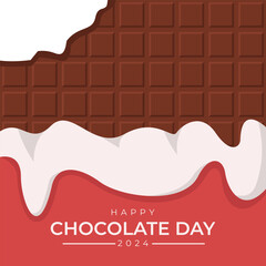 World Chocolate Day text on the background of a chocolate bar with open wrap chocolate bar