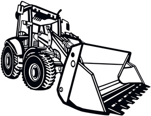 Backhoe loader - isolated on white background. vector illustration
