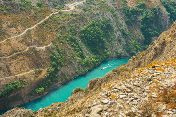 Fototapeta na wymiar Sulak canyon Republic of Dagestan. View from one of the peaks, near the village of Dubki.