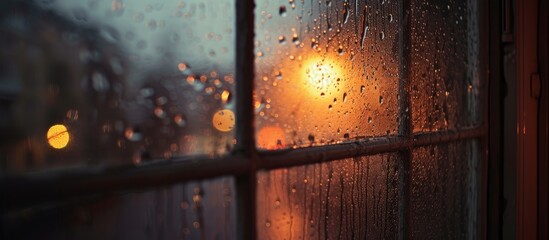 Intimate and melancholic atmosphere by rainy window.
