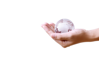 holding globe in his hand