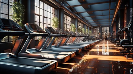 A photo of the interior of a modern fitness cen