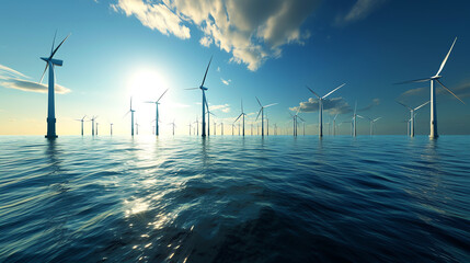 wind turbines farm - Powered by Adobe
