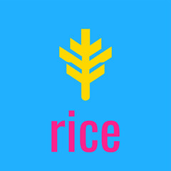 The logo for selling rice has a stylized image of a rice plant.