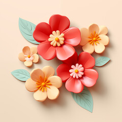 Flowers decoration 3D illustration.