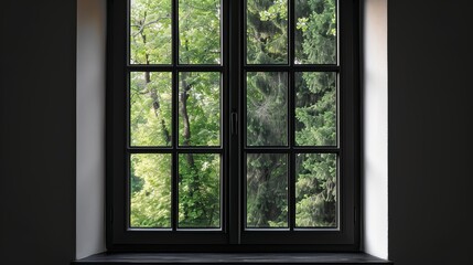 Black home window, with no background