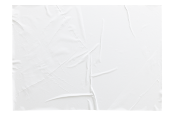 crumpled white paper texture , wrinkled poster template ,blank glued creased paper sheet mockup. white poster mockup on wall. empty paper mockup png, clipping path.