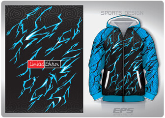 Vector sports hoodie background image.Blue lightning in the waves pattern design, illustration, textile background for sports long sleeve hoodie,jersey hoodie.eps