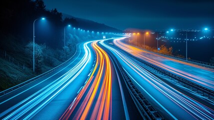 Fototapeta na wymiar Neon Highway: A Glowing Trip Through the City Generative AI