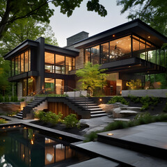 house in the garden Gazebo in a Modern Garden Home: Exterior View with Lush Greenery and Beautiful Landscape