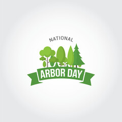 National Arbor Day Vector Illustration. Suitable for Greeting Card, Poster and Banner. flat style design