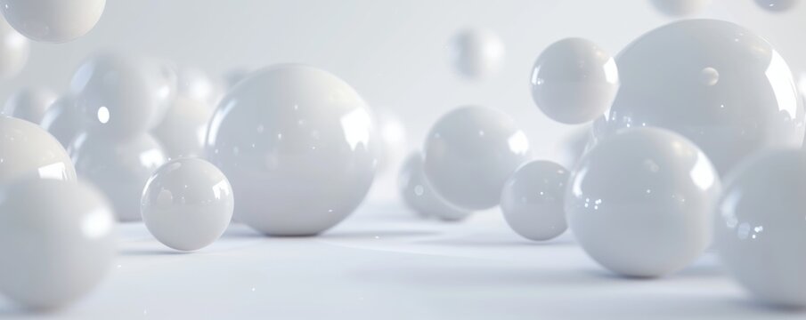 Floating spheres 3d background with empty space for product show