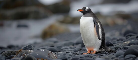 The Gentoo penguin Pygoscelis Papua is found on Sea Lion Island in the Falkland / Malvinas.