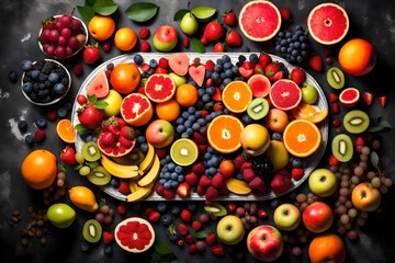different variety of fruits in a dish