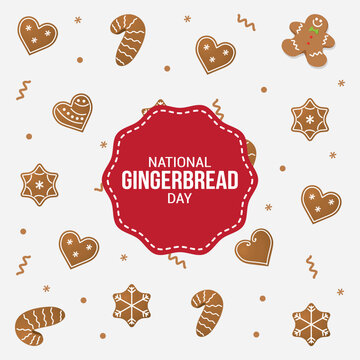 National Gingerbread Day Vector Illustration. gingerbread comes in various forms, from cookies and cakes to houses and ornaments, showcasing creative culinary expressions. flat style design