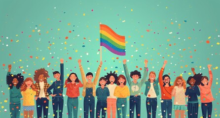 Celebrate Diversity: A Rainbow of People Celebrating Pride Month Generative AI
