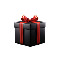 Gift Box with Elegant Red Ribbon Isolated on Transparent Background - Festive Packaging PNG Image
