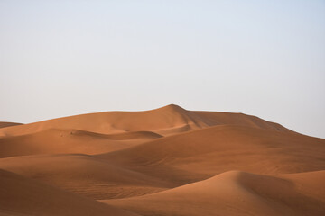 Fototapeta na wymiar Scenic view of desert against clear sky in Al Ain, Abu Dhabi, UAE.