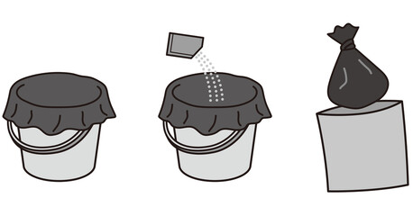 バケツを使った簡易トイレ　トイレ凝固剤　防災用品