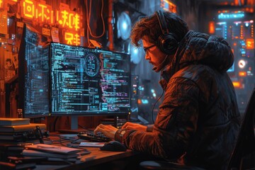 Programmer at Work: Coding in the Night City