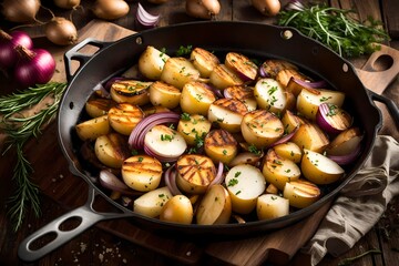 pan fried potatoes with bacon
