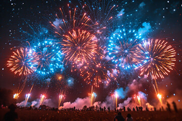 Obraz premium great photo of fireworks scene at night for new year