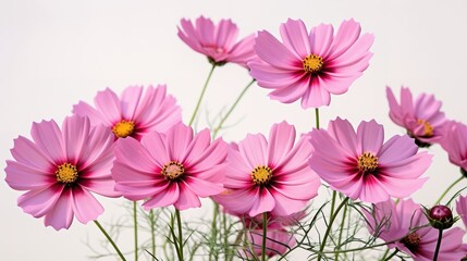 Close Up Pink Cosmos Flower in The Garden with White Background , generative ai