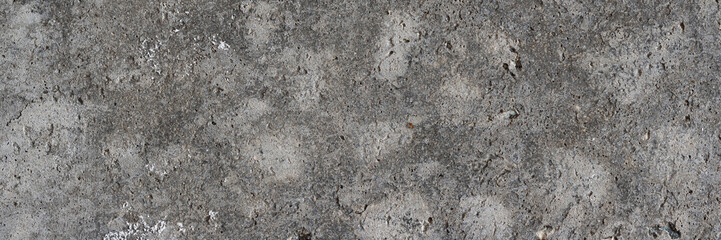 Texture of old concrete wall. Rough grey concrete surface. Wide panoramic background for design.