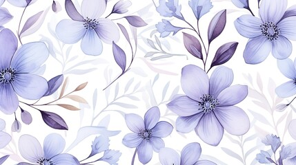Fototapeta na wymiar Delicate floral seamless pattern with abstract flowers, isolated watercolor illustration for textile, wrapping paper or wallpapers , generative ai, 