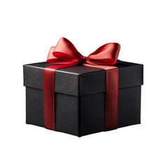 Obraz premium Gift Box with Elegant Red Ribbon Isolated on Transparent Background - High-Quality PNG Image