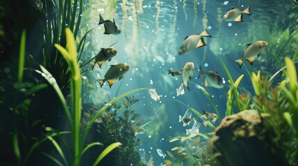 Fish in aquarium, AI generated Image