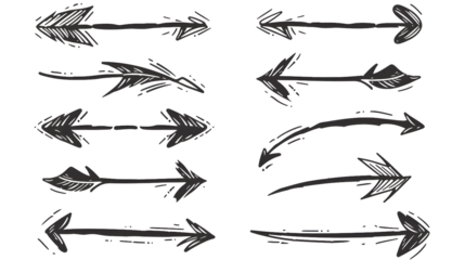 Hand drawn arrows set. Vector doodle icon.