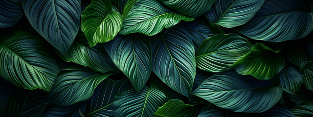 Tropical leaves background. Green leaf banner and floral jungle pattern concept. abstract green leaf texture.