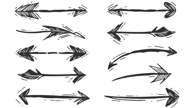 Hand drawn arrows set. Vector doodle icon.