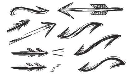 Hand drawn arrows set. Vector doodle icon.