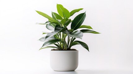 Green succulent in pot on white background generative ai, 