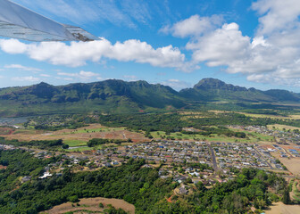 Obraz premium Amazing aerial view from a tourist plane of the Island of Kauai, Hawaii, USA 